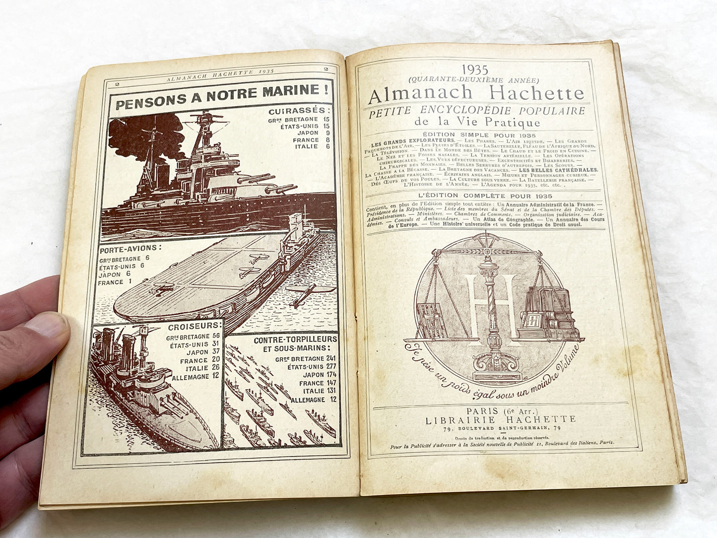 1930s – 430 Pages Almanach Hachette – Vintage French illustrated almanac – Practical life & cultural encyclopedia