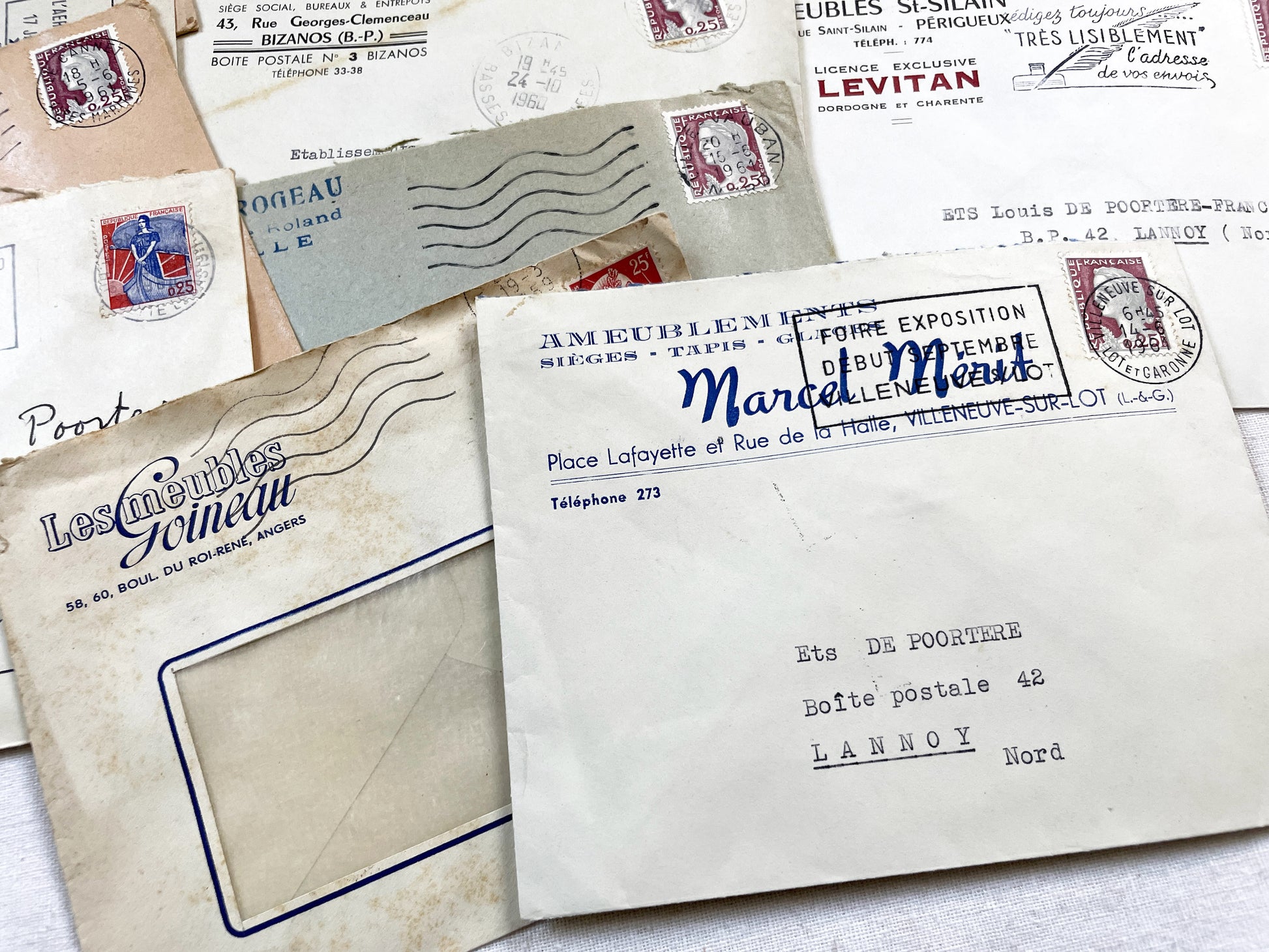 1950s - Lot of 20 Vintage French Business Envelopes – 1950s/1960s Ephemera for Junk Journals, Collage & Paper Crafts