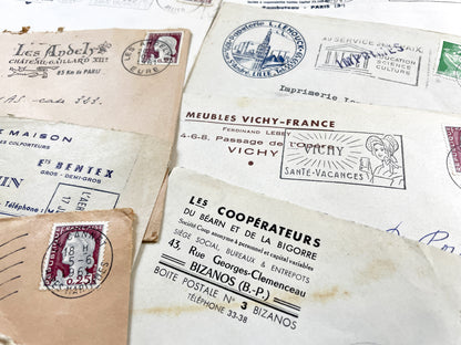 1950s - Lot of 20 Vintage French Business Envelopes – 1950s/1960s Ephemera for Junk Journals, Collage & Paper Crafts