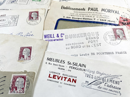 1950s - Lot of 20 Vintage French Business Envelopes – 1950s/1960s Ephemera for Junk Journals, Collage & Paper Crafts