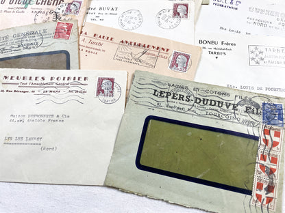 1950s - Lot of 20 Vintage French Business Envelopes – 1950s/1960s Ephemera for Junk Journals, Collage & Paper Crafts