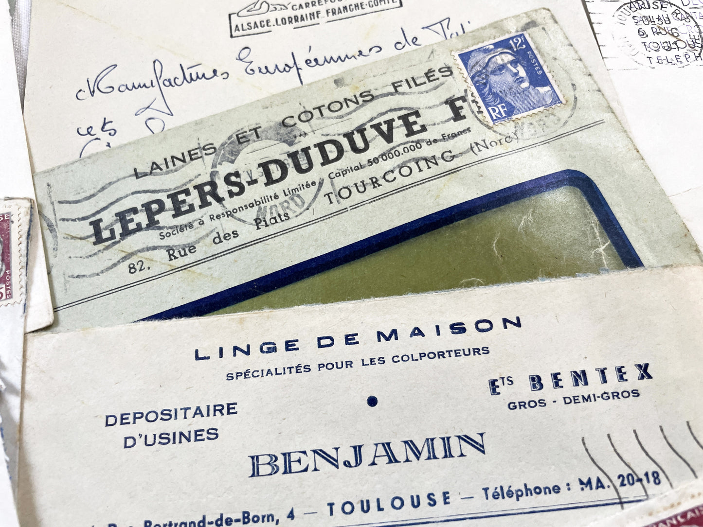 1950s - Lot of 20 Vintage French Business Envelopes – 1950s/1960s Ephemera for Junk Journals, Collage & Paper Crafts