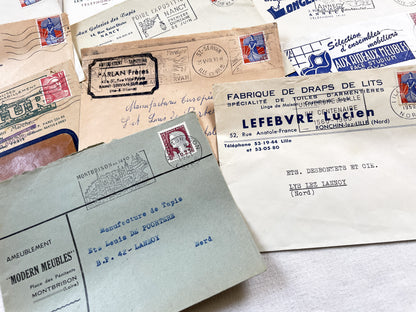 1950s - Lot of 20 Vintage French Business Envelopes – 1950s/1960s Ephemera for Junk Journals, Collage & Paper Crafts