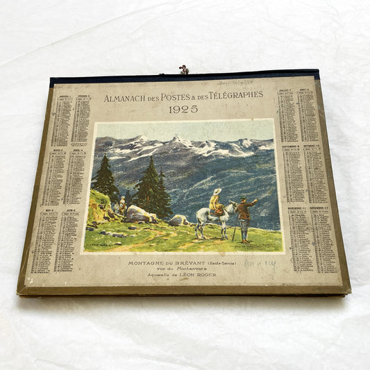 1920s - Vintage French Postal and Telegraph Almanac with 1925 Calendar - Montagne du Brévent Alps Watercolor Art Print