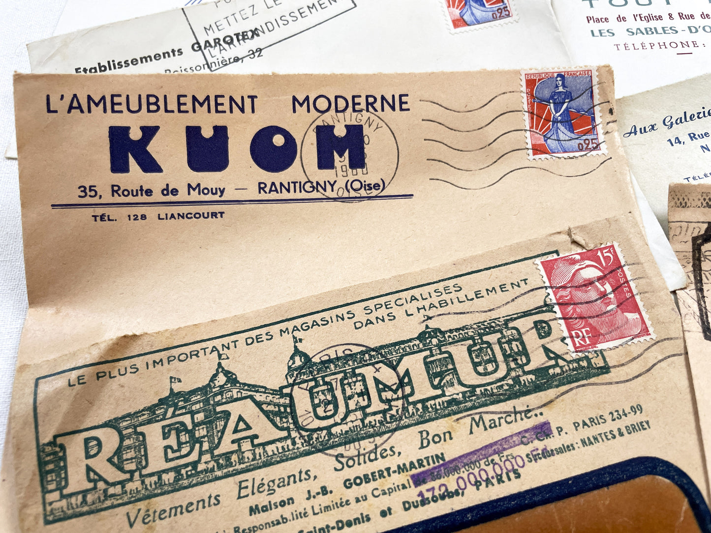 1950s - Lot of 20 Vintage French Business Envelopes – 1950s/1960s Ephemera for Junk Journals, Collage & Paper Crafts