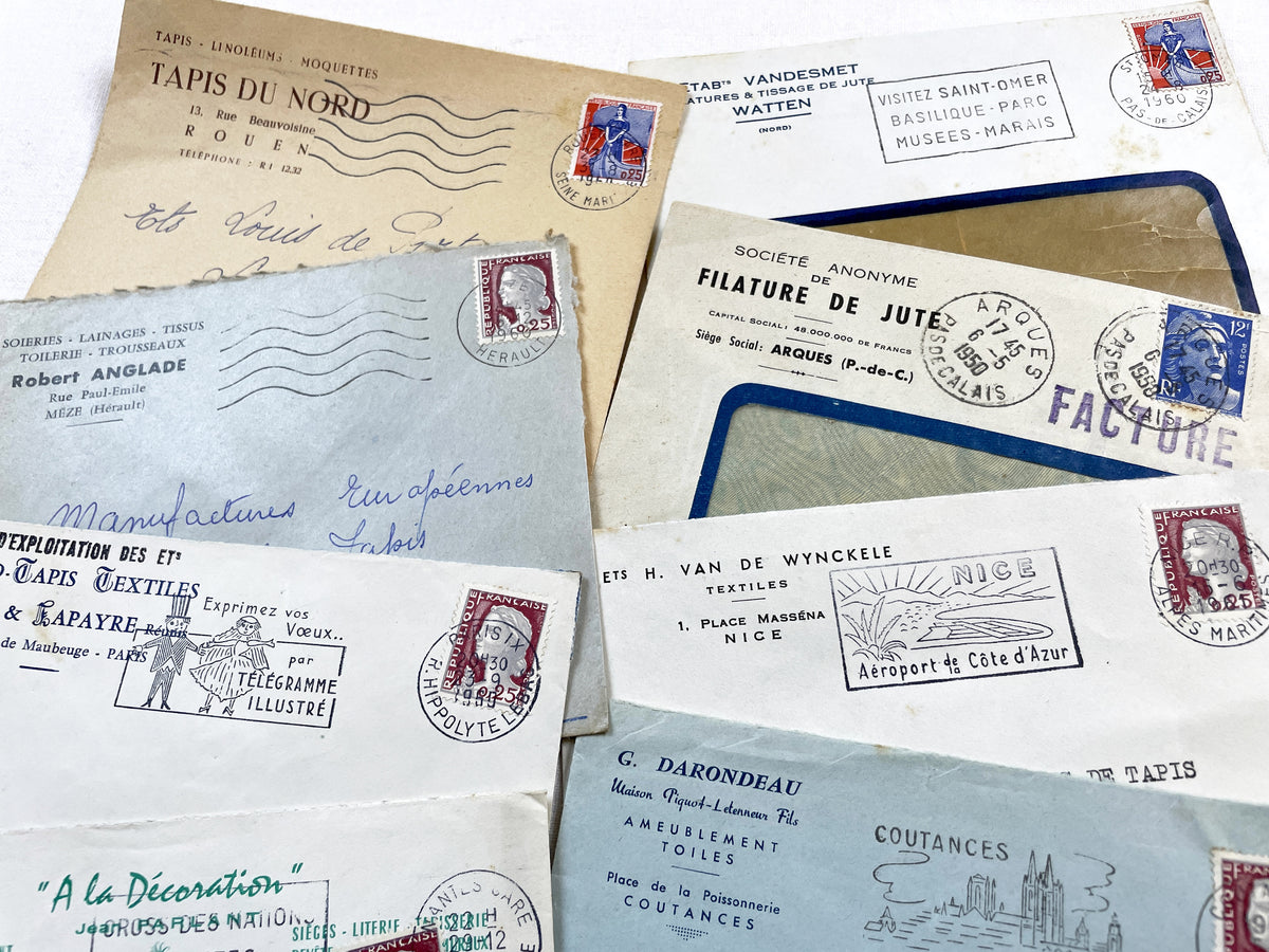 1950s - Lot of 20 Vintage French Business Envelopes – 1950s/1960s Ephemera for Junk Journals, Collage & Paper Crafts