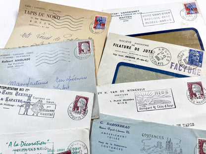 1950s - Lot of 20 Vintage French Business Envelopes – 1950s/1960s Ephemera for Junk Journals, Collage & Paper Crafts
