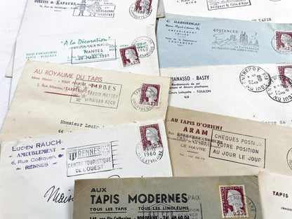 1950s - Lot of 20 Vintage French Business Envelopes – 1950s/1960s Ephemera for Junk Journals, Collage & Paper Crafts