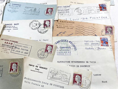 1950s - Lot of 20 Vintage French Business Envelopes – 1950s/1960s Ephemera for Junk Journals, Collage & Paper Crafts