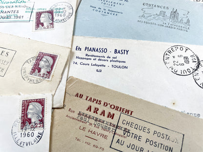 1950s - Lot of 20 Vintage French Business Envelopes – 1950s/1960s Ephemera for Junk Journals, Collage & Paper Crafts
