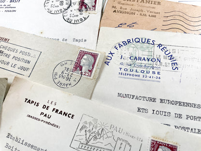 1950s - Lot of 20 Vintage French Business Envelopes – 1950s/1960s Ephemera for Junk Journals, Collage & Paper Crafts