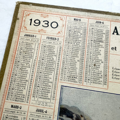 1930s - Vintage French Almanac Calendar - Postal & Telegraph Services - Lion and Lioness Illustration - Historical Document - Collectible