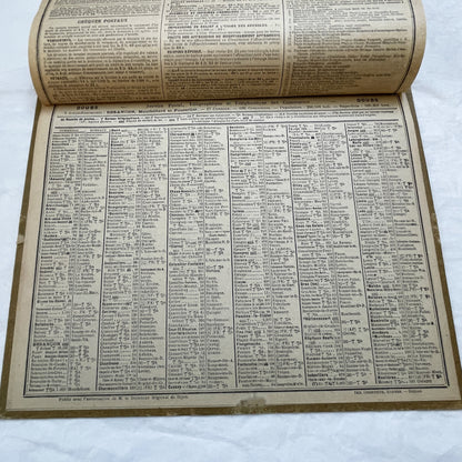 1930s - Vintage French Almanac Calendar - Postal & Telegraph Services - Lion and Lioness Illustration - Historical Document - Collectible