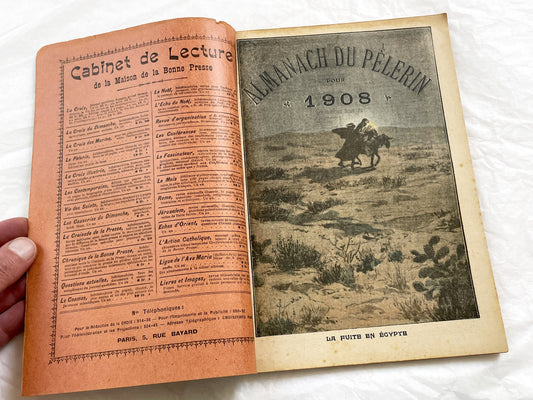 1900s - Antique 1908 French Almanac Du Pelerin - Illustrated Catholic Annual Publication - Historical Engravings & Calendar