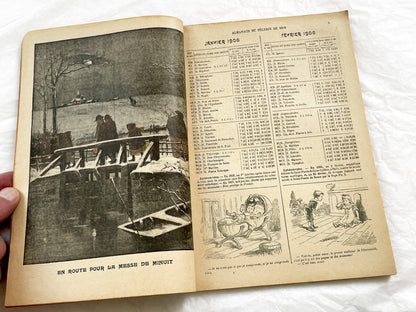1900s - Antique 1908 French Almanac Du Pelerin - Illustrated Catholic Annual Publication - Historical Engravings & Calendar