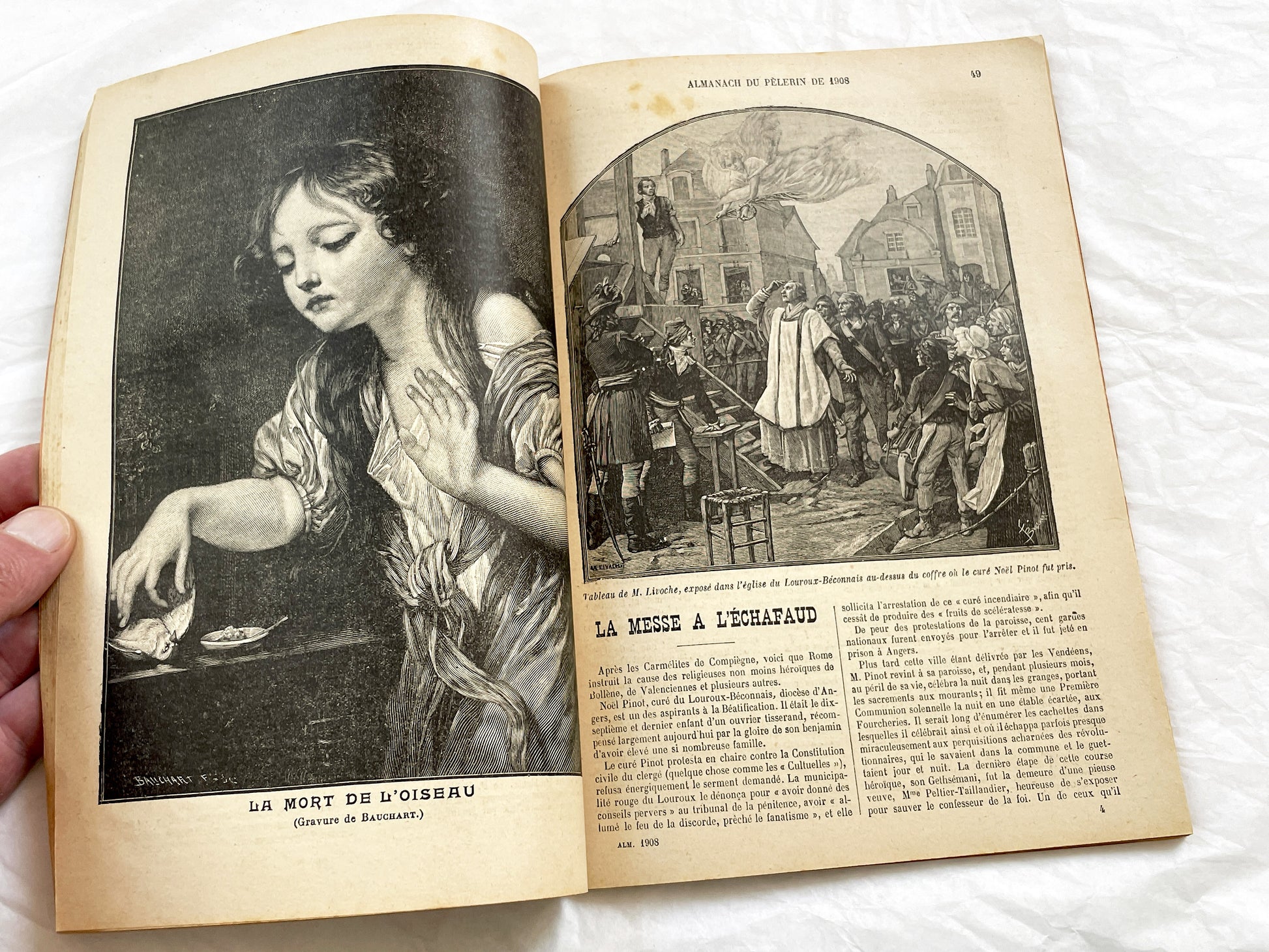 1900s - Antique 1908 French Almanac Du Pelerin - Illustrated Catholic Annual Publication - Historical Engravings & Calendar
