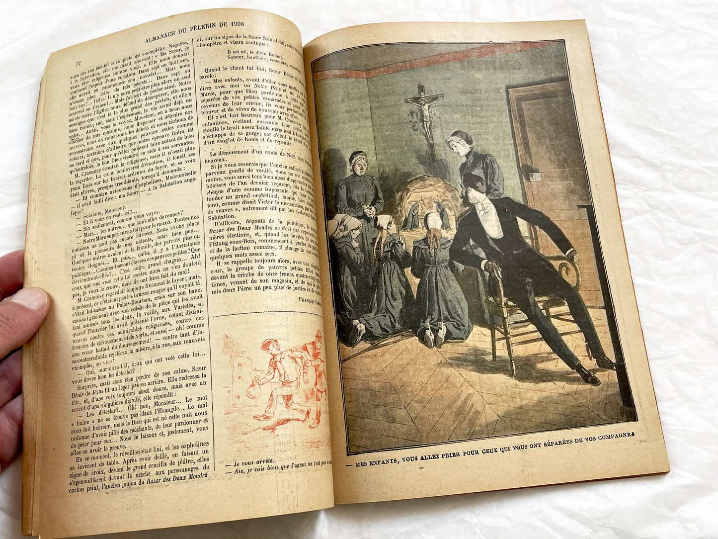 1900s - Antique 1908 French Almanac Du Pelerin - Illustrated Catholic Annual Publication - Historical Engravings & Calendar