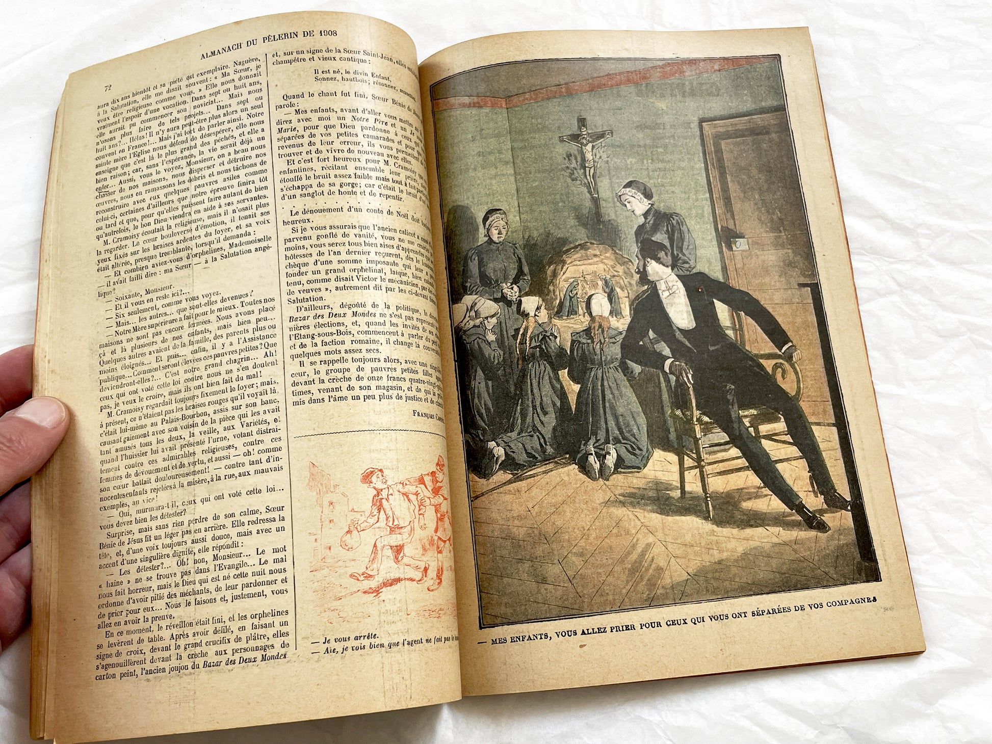 1900s - Antique 1908 French Almanac Du Pelerin - Illustrated Catholic Annual Publication - Historical Engravings & Calendar