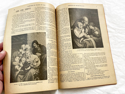 1900s - Antique 1908 French Almanac Du Pelerin - Illustrated Catholic Annual Publication - Historical Engravings & Calendar