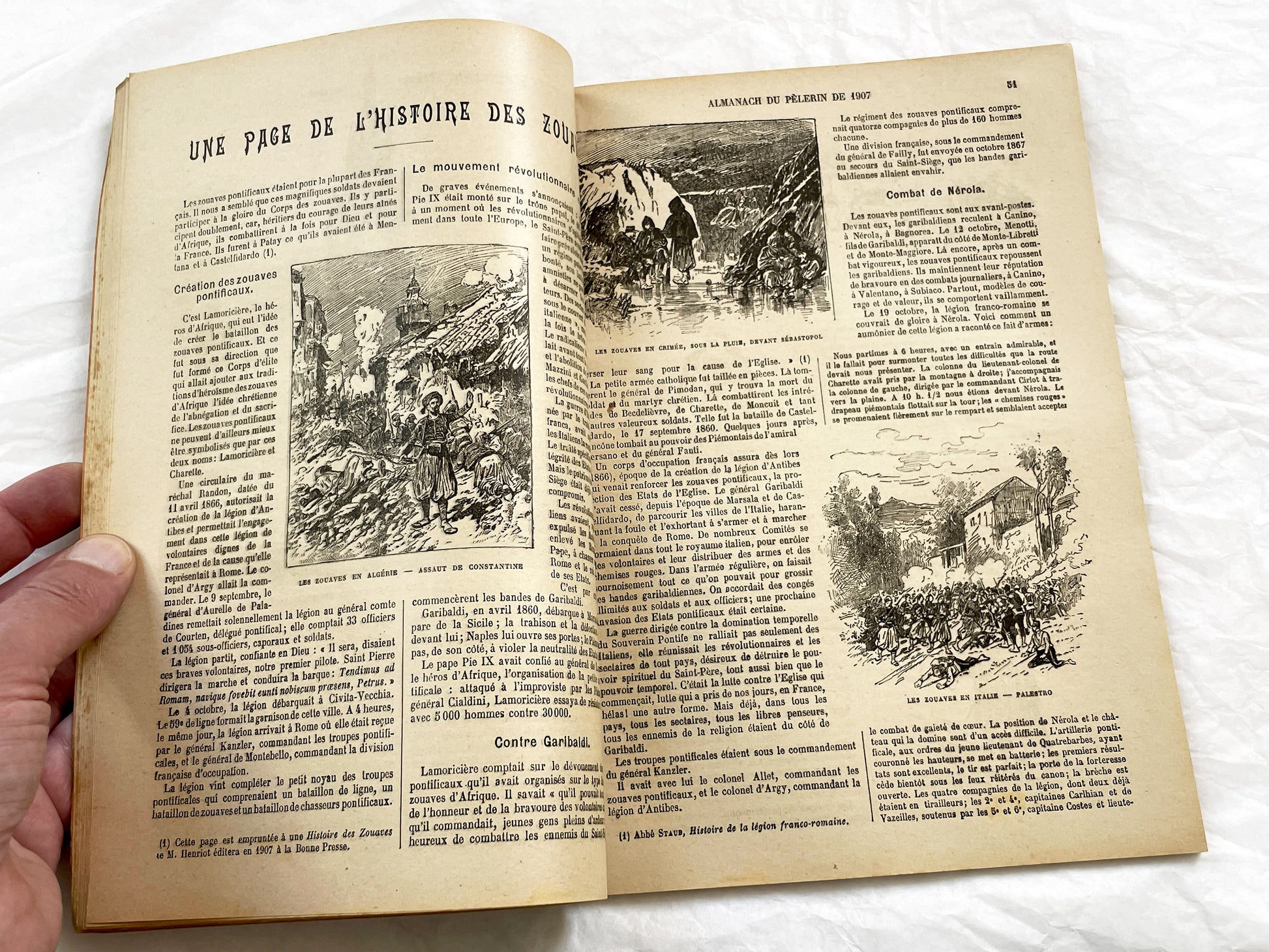 1900s - Vintage 1907 French Almanach Du Pelerin - Illustrated Catholic Historical Events Magazine - Palais De La Paix - Zouaves