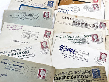 1950s - Lot of 20 Vintage French Business Envelopes – 1950s/1960s Ephemera for Junk Journals, Collage & Paper Crafts