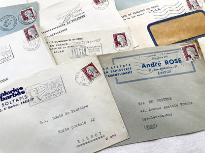 1950s - Lot of 20 Vintage French Business Envelopes – 1950s/1960s Ephemera for Junk Journals, Collage & Paper Crafts