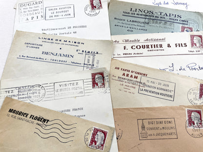 1950s - Lot of 20 Vintage French Business Envelopes – 1950s/1960s Ephemera for Junk Journals, Collage & Paper Crafts