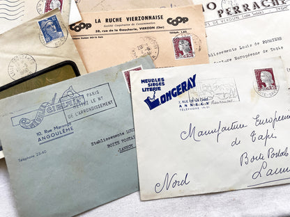 1950s - Lot of 20 Vintage French Business Envelopes – 1950s/1960s Ephemera for Junk Journals, Collage & Paper Crafts