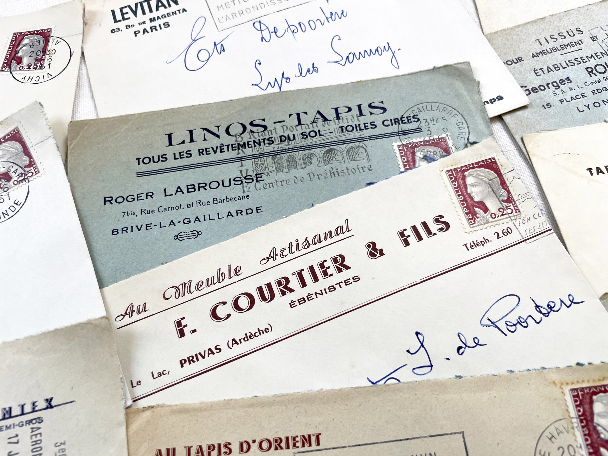 1950s - Lot of 20 Vintage French Business Envelopes – 1950s/1960s Ephemera for Junk Journals, Collage & Paper Crafts