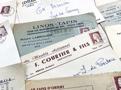 1950s - Lot of 20 Vintage French Business Envelopes – 1950s/1960s Ephemera for Junk Journals, Collage & Paper Crafts