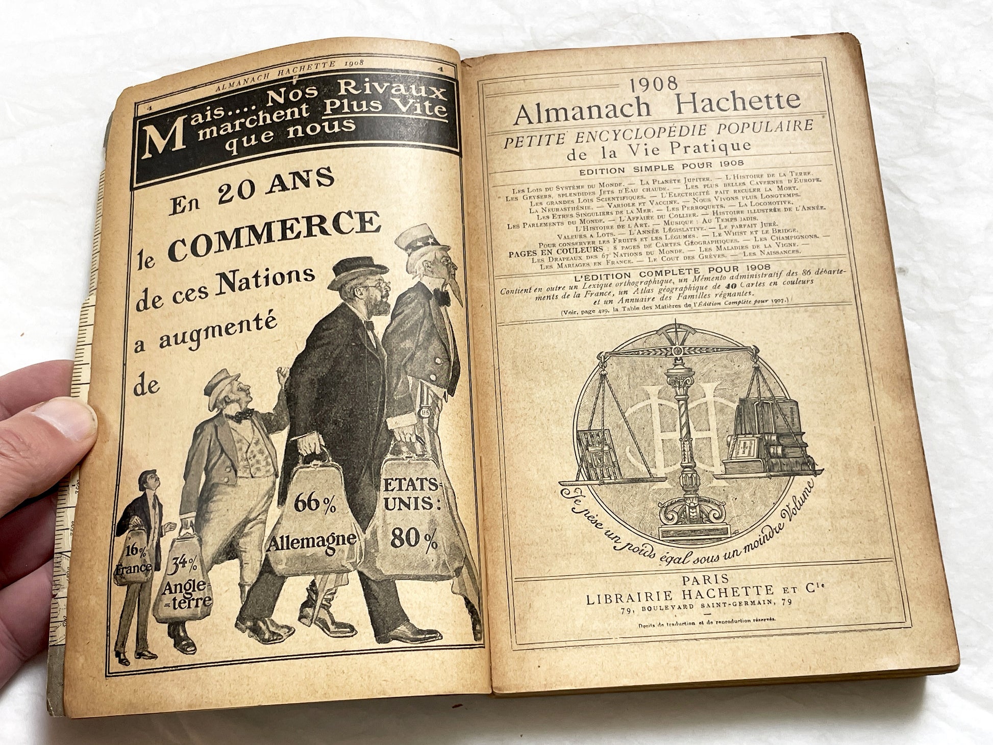 1900s – 530 Pages Almanach Hachette – Vintage Hachette Almanach – Early 1900s French Illustrated Yearbook