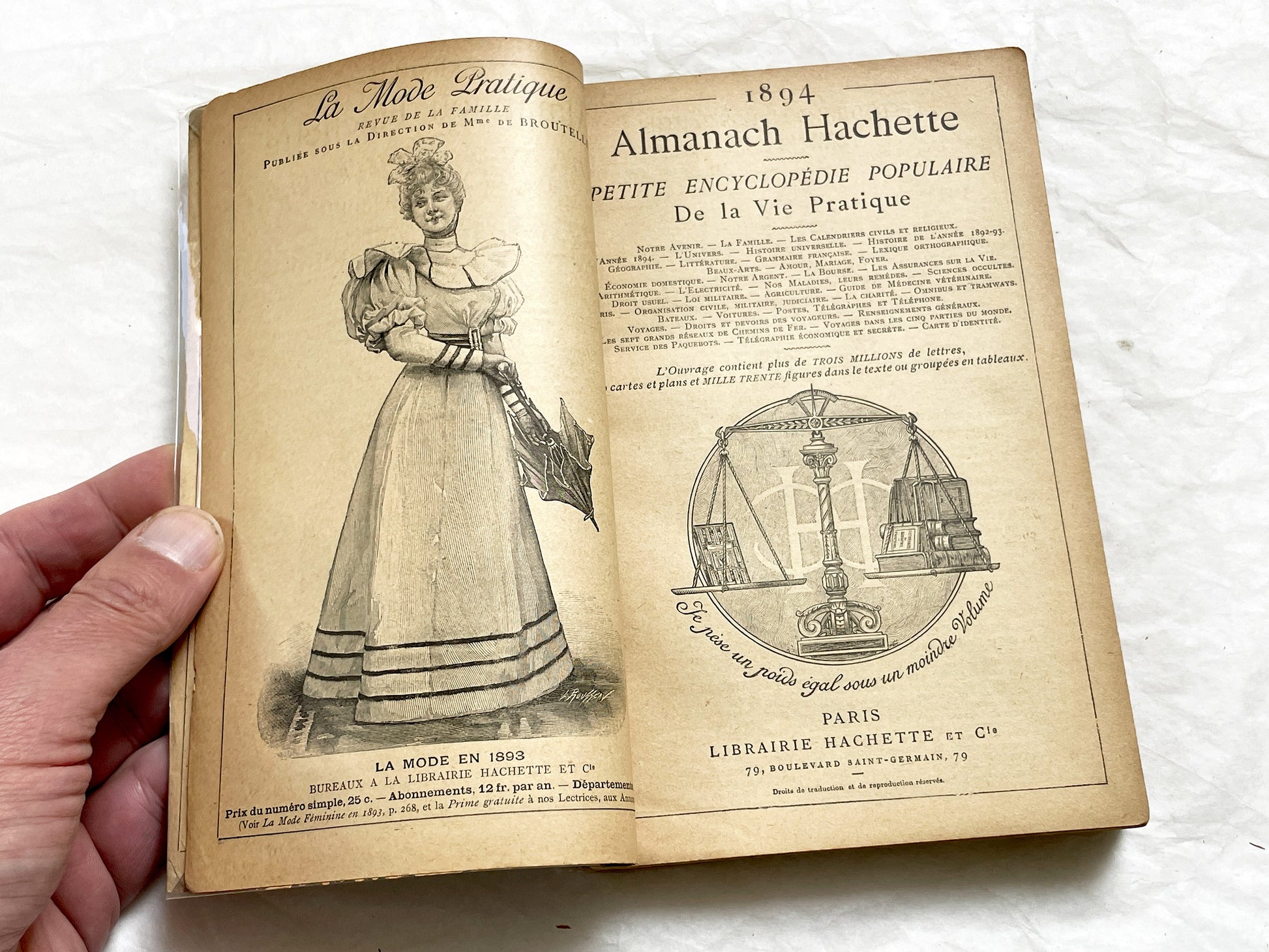 1894 – 400 Pages - Almanach Hachette 1894 – First Edition – Vintage French illustrated almanac – Practical life & advertising encyclopedia