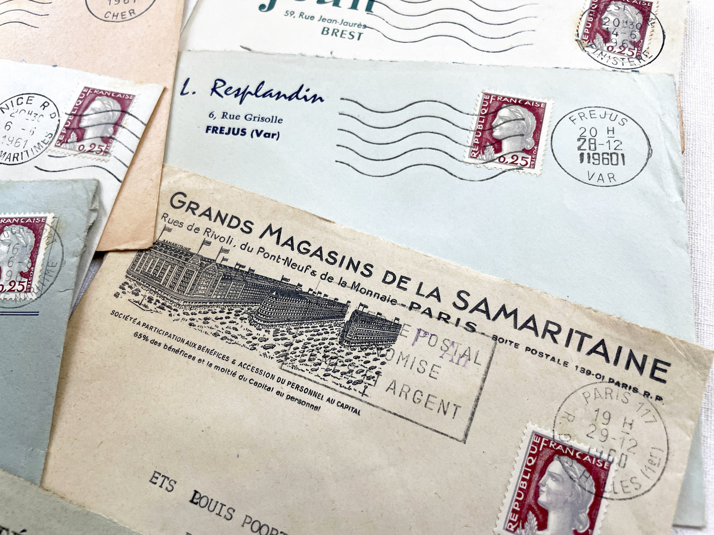 1950s - Lot of 20 Vintage French Business Envelopes – 1950s/1960s Ephemera for Junk Journals, Collage & Paper Crafts