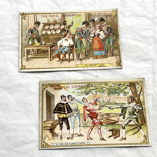 1900s - 2 Vintage French Thé Royal Advertising Trade Cards - The Royal Carpentier Opera Scenes - Collectible Ephemera Set