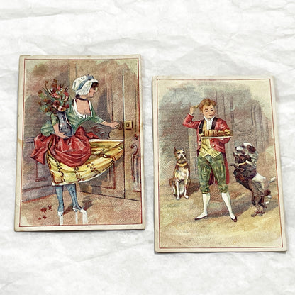 Late 19th - 2 French Chicory Trade Cards - Williot Fils Poix-du-Nord Advertising - Victorian Era Chromolithography Art Prints - Ephemera