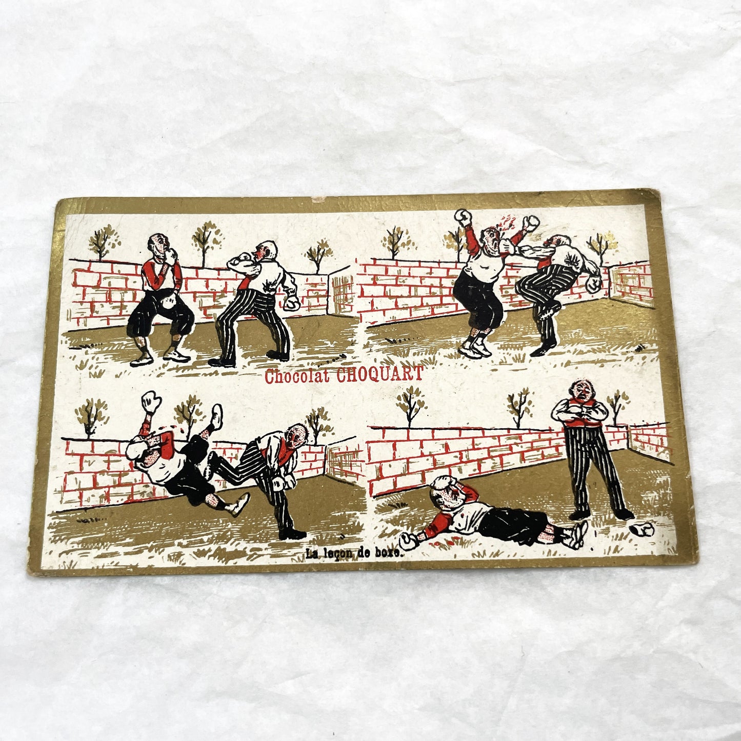 1900s - 3 Vintage French Advertising Trade Cards - Chocolat Choquart - Malt Kneipp - Gasté & Martiré - Harlequin - Miller's Riddle