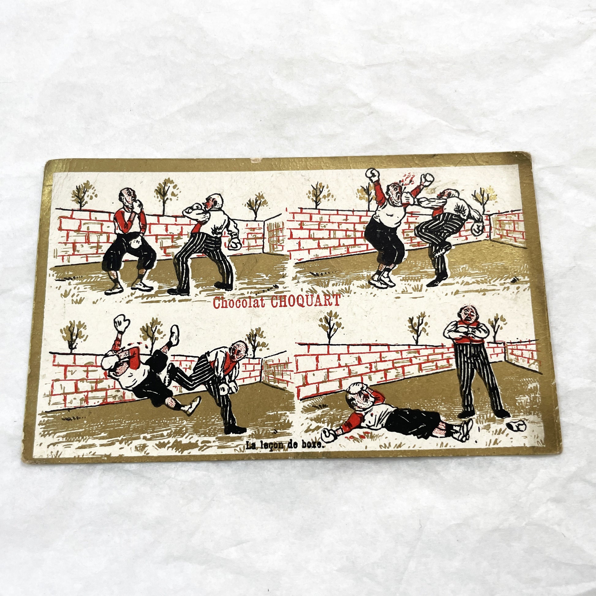 1900s - 3 Vintage French Advertising Trade Cards - Chocolat Choquart - Malt Kneipp - Gasté & Martiré - Harlequin - Miller's Riddle