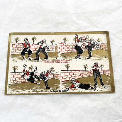 1900s - 3 Vintage French Advertising Trade Cards - Chocolat Choquart - Malt Kneipp - Gasté & Martiré - Harlequin - Miller's Riddle