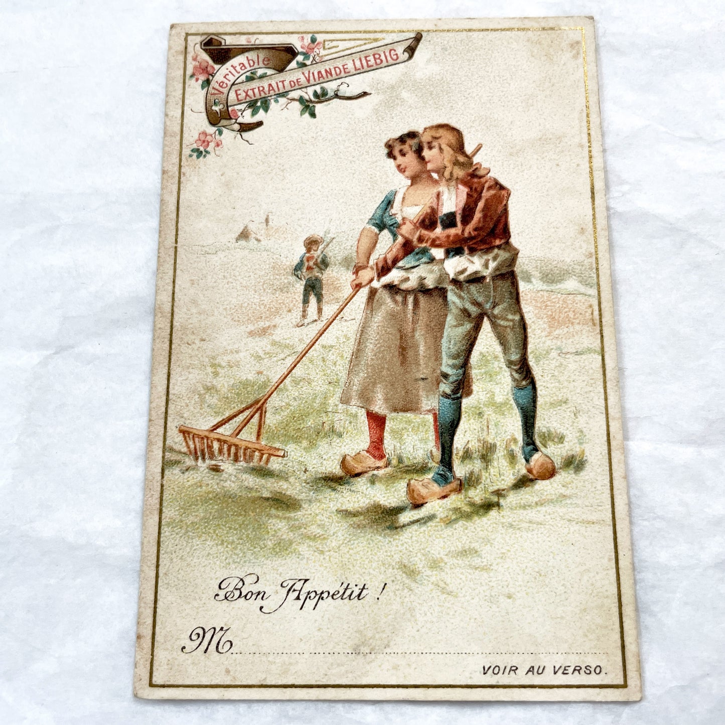 1900s - 2 Antique Liebig Meat Extract Advertising Cards - Vintage Trade Cards - French Advertising Ephemera - Rural Life Scenes