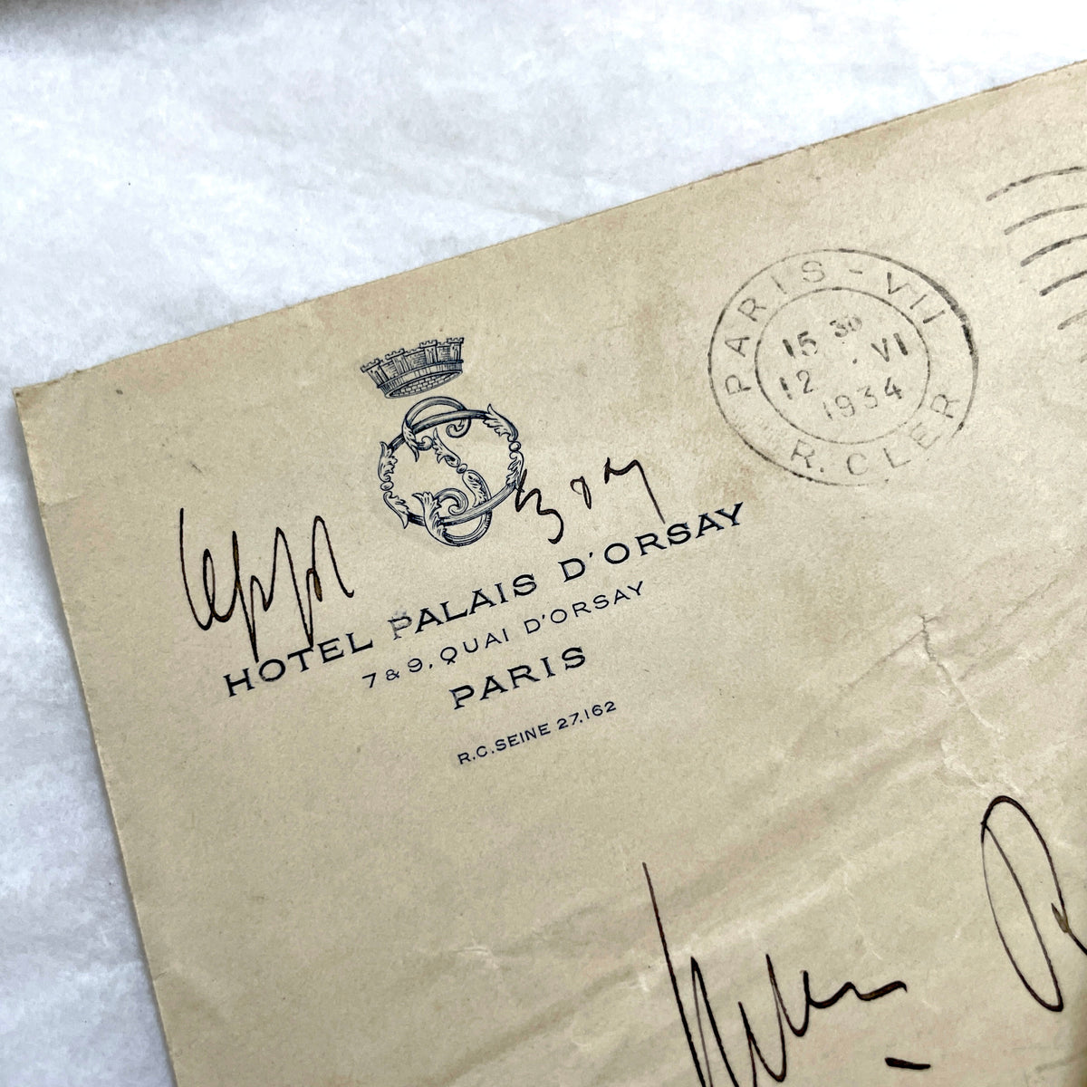 Set of 5 1930s French letters and envelopes, featuring handwritten notes and vintage stamps.