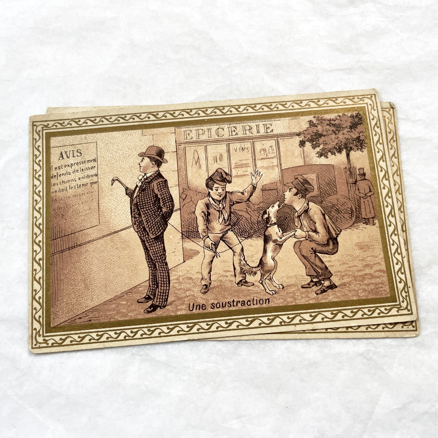1900s - 6 French Advertising Trade Cards - Antique Ephemera with Illustrations - Charles Thibault Chemiserie - Historical Humorous Scenes