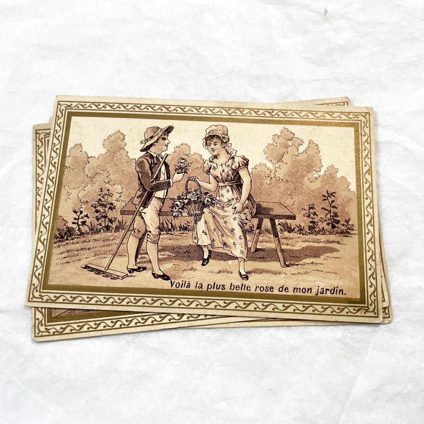 1900s - 6 French Advertising Trade Cards - Antique Ephemera with Illustrations - Charles Thibault Chemiserie - Historical Humorous Scenes