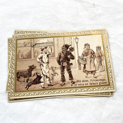 1900s - 6 French Advertising Trade Cards - Antique Ephemera with Illustrations - Charles Thibault Chemiserie - Historical Humorous Scenes