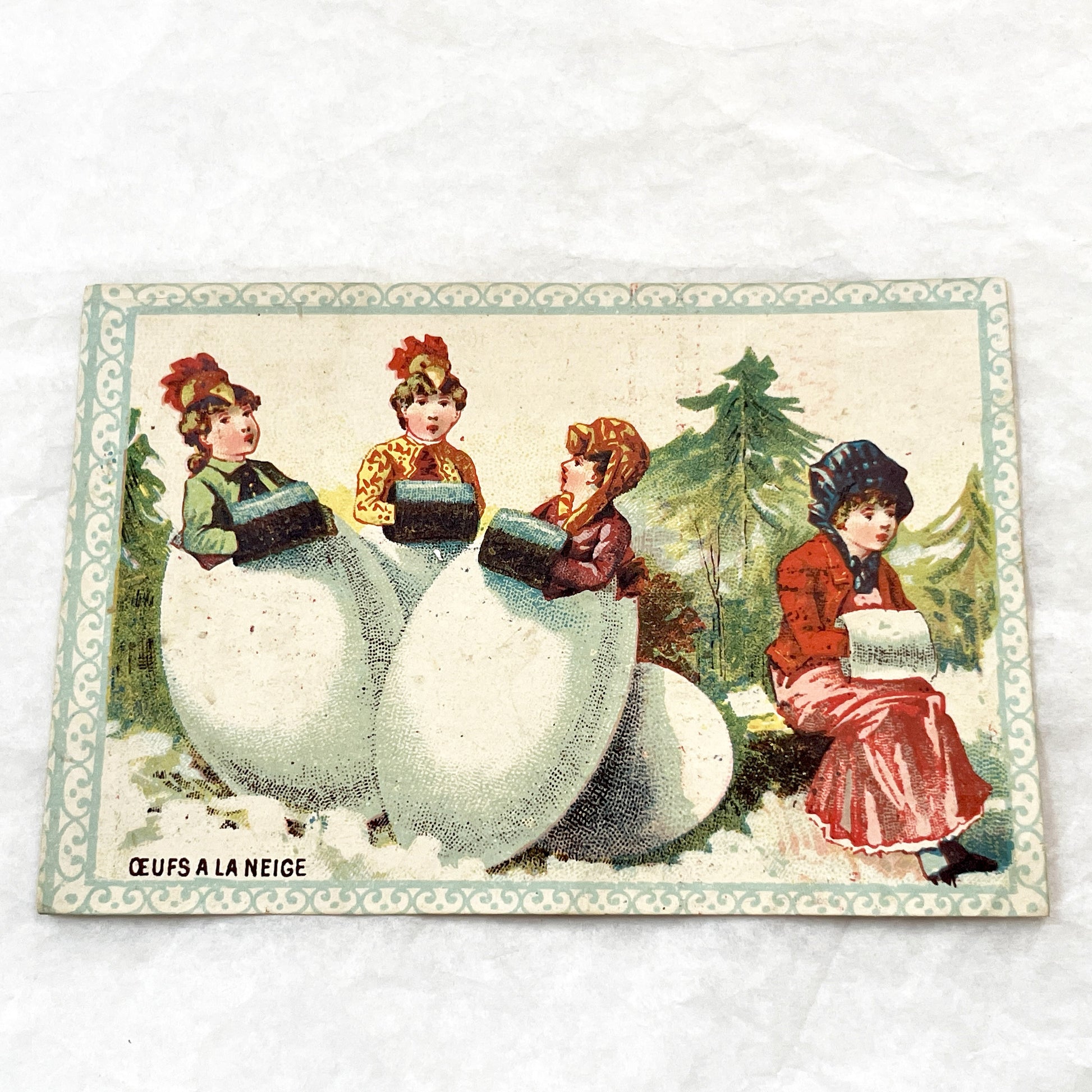 1900s - 2 Antique French Chromo Cards - Children Scenes - Collectible Illustrated Trade Cards - Victorian Edwardian Era