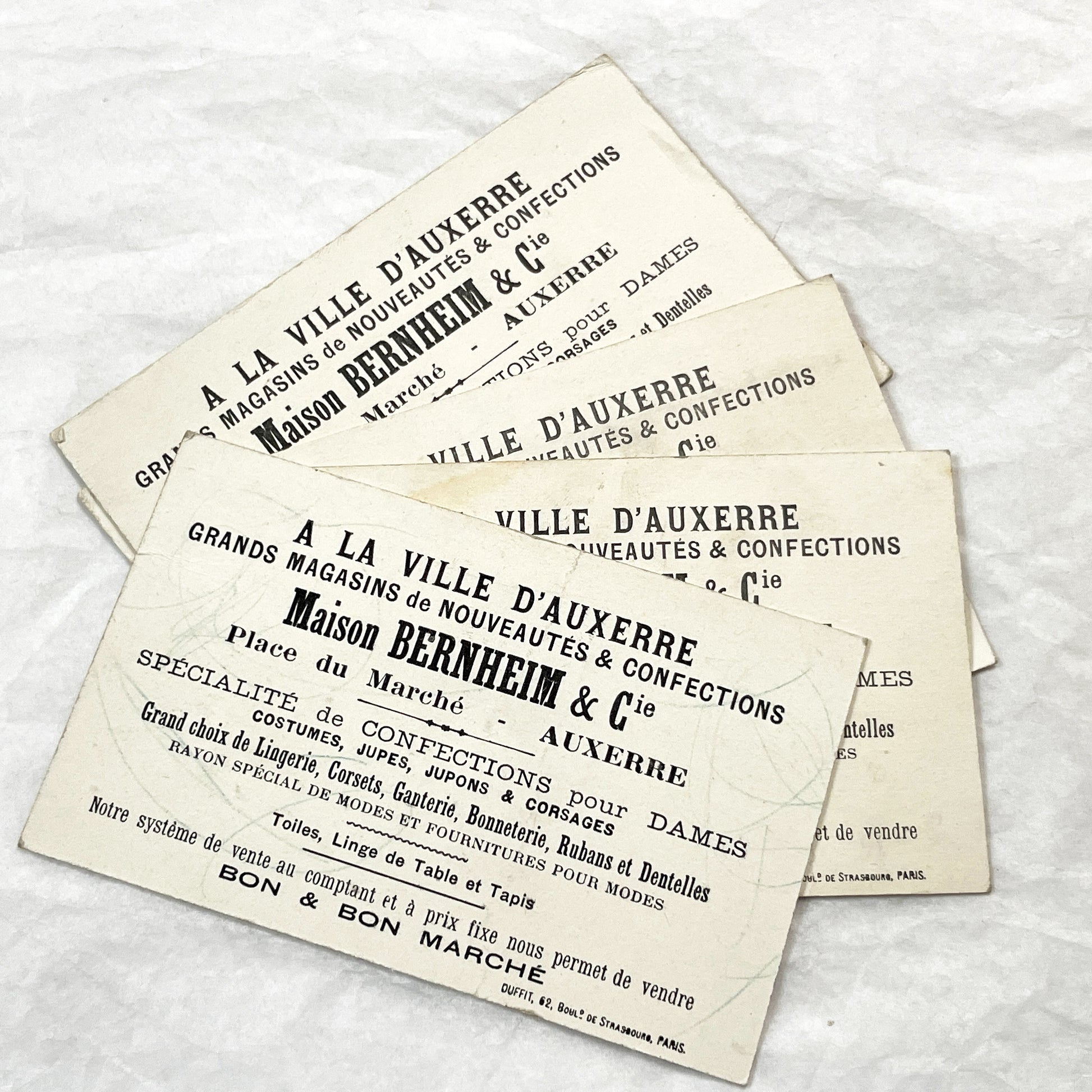 Late 19th - 5 Antique French Trade Cards - Advertising Chromolithographs - Educational Botanical Series - Bernheim & Cie Store Ephemera