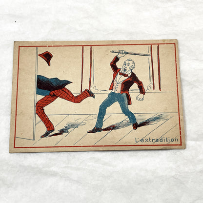 1910s - 2 French Advertising Chromo Cards - Humorous Illustrated Set - Vintage European Trade Collectibles -  Ephemera - Antique Art