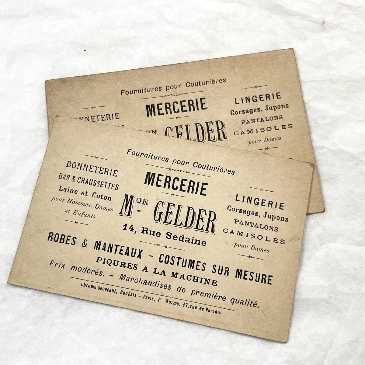 1910s - 2 French Advertising Chromo Cards - Humorous Illustrated Set - Vintage European Trade Collectibles -  Ephemera - Antique Art