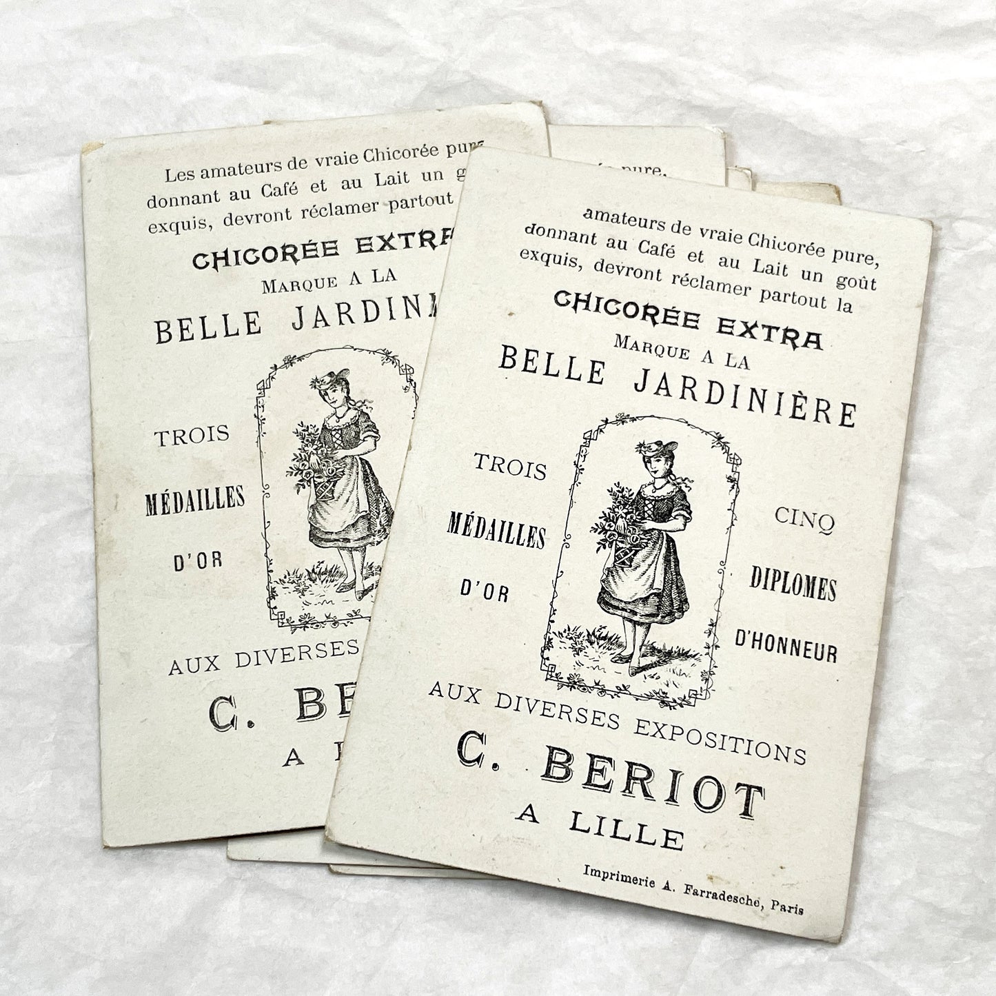 1900s - 5 Antique French Advertising Chromos - Historical & Folkloric Scenes - La Belle Jardinière Trade Cards - Collectible Ephemera