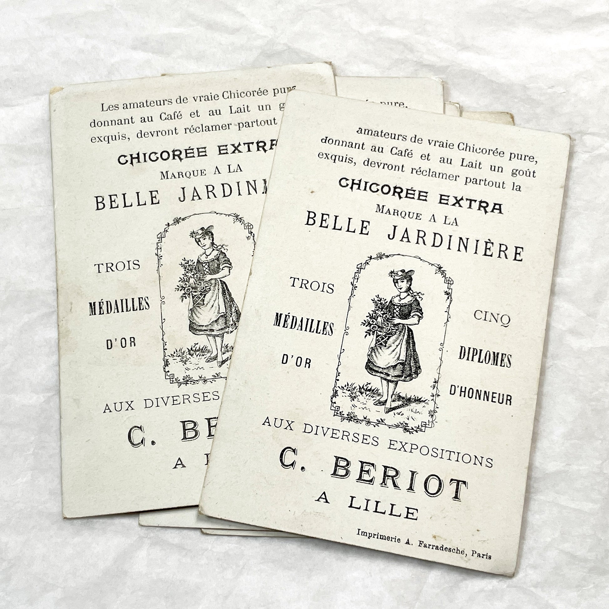 1900s - 5 Antique French Advertising Chromos - Historical & Folkloric Scenes - La Belle Jardinière Trade Cards - Collectible Ephemera
