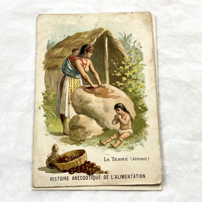 Late 19th - 3 Antique French Educational Chromo Cards - Anecdotal Food History Series - Cultural Vintage Ephemera Collectible Set